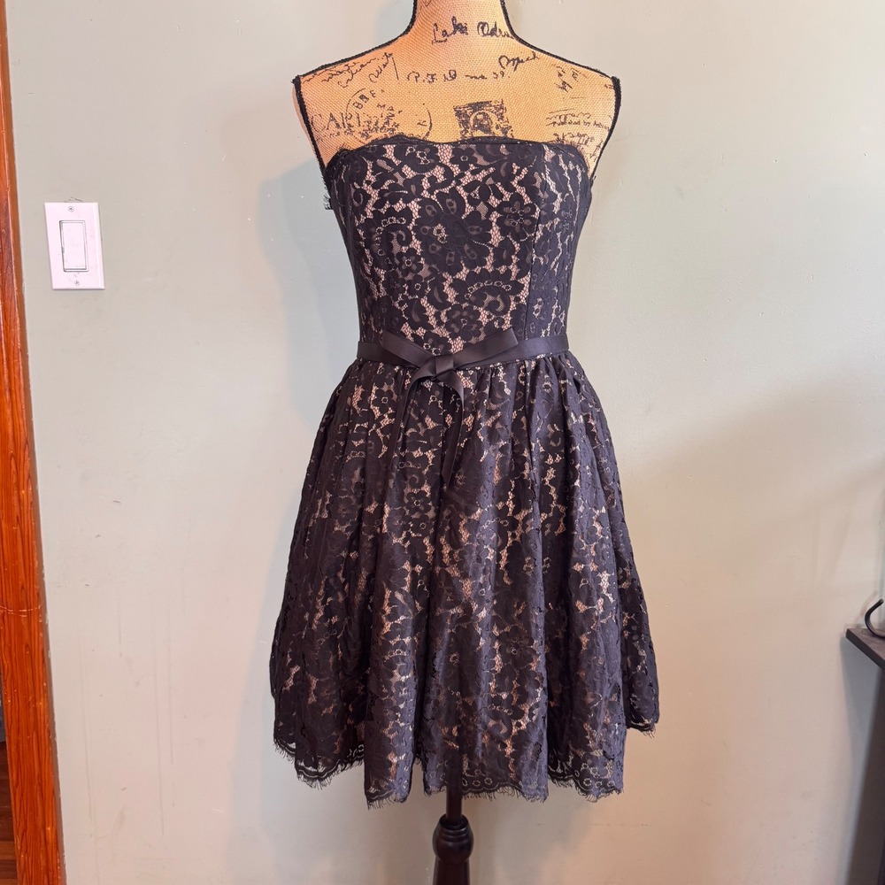 Robert Rodriguez Neiman Marcus Target Black Lace Strapless Dress 4
